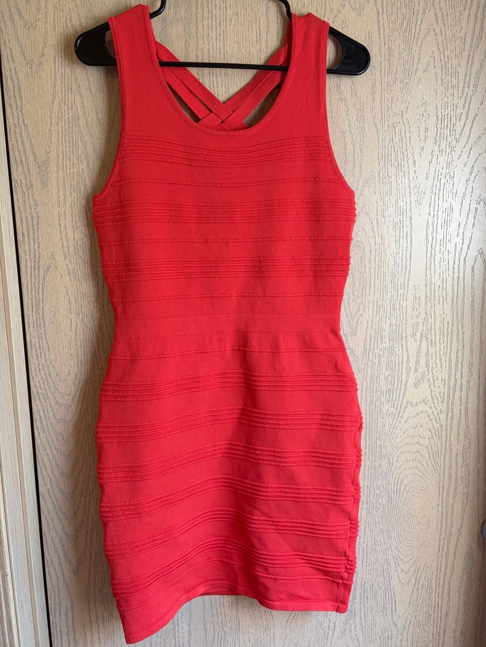 Gianni Bini Orange Sleeveless Bandage Mini Dress with Crisscross Back